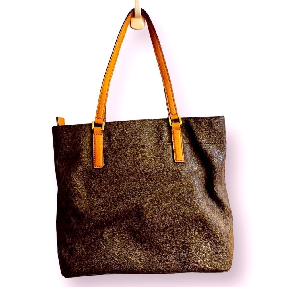 MICHAEL KORS Logo Top-Zip Tote Bag Brown sign… - Picture 2 of 3